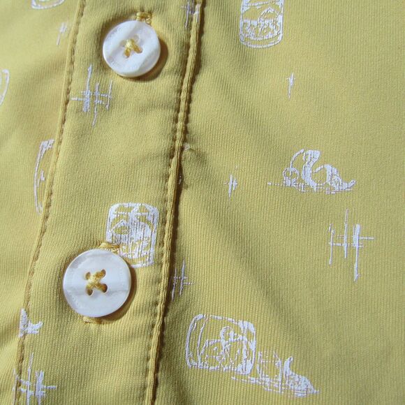 William Murray Polo Shirt Mens M Yellow Off The Rocks Print Stretch BReathable - Picture 9 of 13